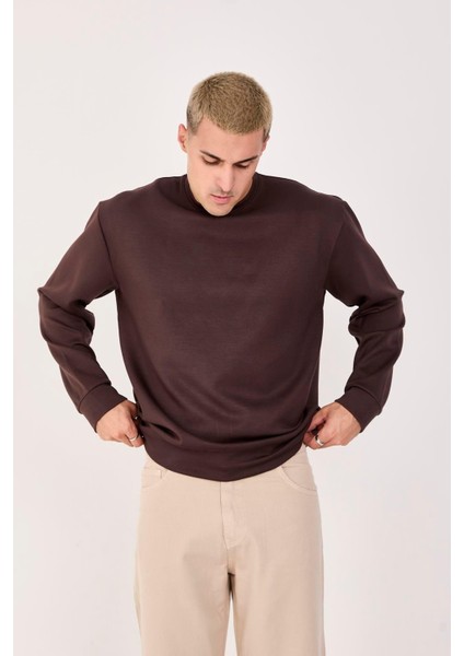 %100 Pamuk Erkek Sweatshirt Kalın Kumaş Uzun Kol