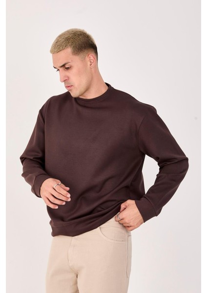 %100 Pamuk Erkek Sweatshirt Kalın Kumaş Uzun Kol
