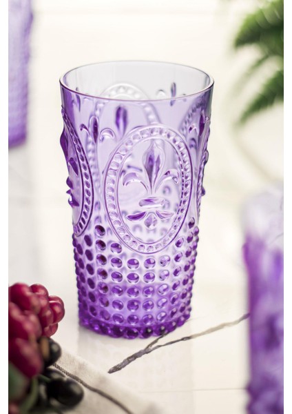 Akrilik Mor Tekli Uzun Bardak & Su Meşrubat Bardağı 750 ml ( Büyük Boy & Cam Değildir )