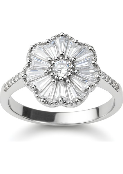 925 Ayar Gümüş Çiçek Model Baget Taşlı Kadın Yüzük | Zarif ve Işıltılı Tasarım fırsatları