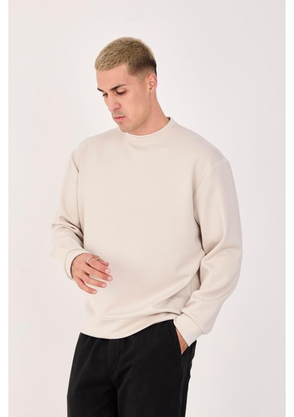 %100 Pamuk Erkek Sweatshirt Kalın Kumaş Uzun Kol