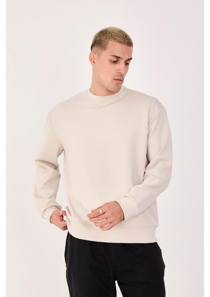 %100 Pamuk Erkek Sweatshirt Kalın Kumaş Uzun Kol