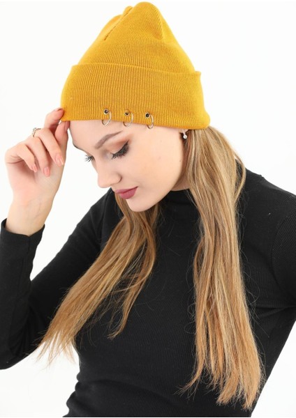 Kadın Hardal Piercingli Kışlık Bere fırsatları