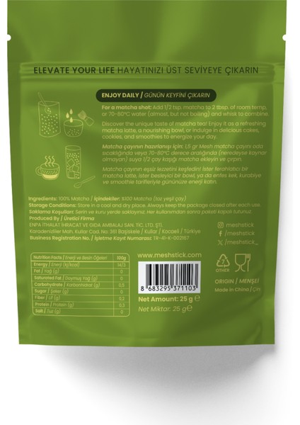 Premium Saf Matcha Çayı, Pure Matcha Tea , 25GR fiyatları
