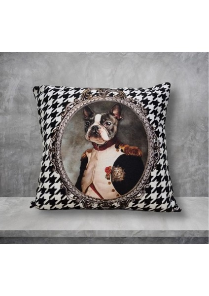 Köpek General Boston Terrier Kaz Ayağı Desen Kırlent Kılıfı fiyatları