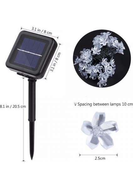 Solar 30 Ledli Çiçekli Günışığı Bahçe Aydınlatma Dekorasyon Güneş Enerjili - Lisinya indirimleri