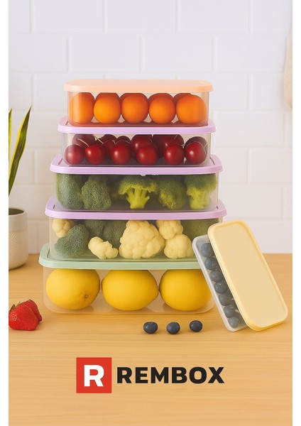 6’lı Karışık Renkli Saklama Kabı Seti , Iç Içe Geçmeli Gıda Saklama Kutuları (0.3 L – 2.9 L)”