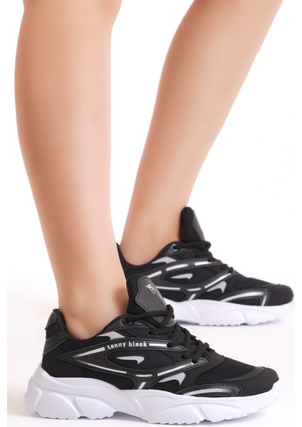 Unisex Siyah Füme Kalın Faylon Taban Desenli Bağcıklı Spor Ayakkabı fiyatları