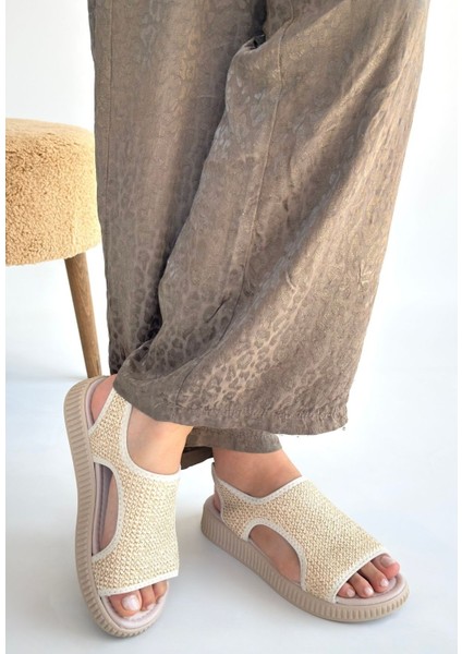 Wayi Bej Hasır Cilt Sandalet - Lisinya fiyatları