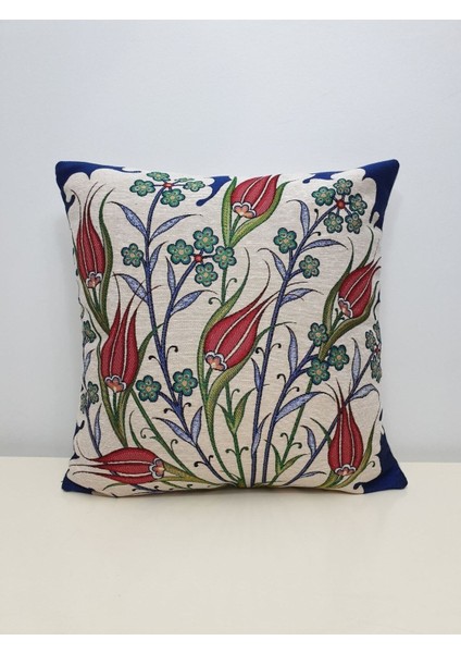 Goblen Kırmızı Lale Dokuma Kırlent Kılıf