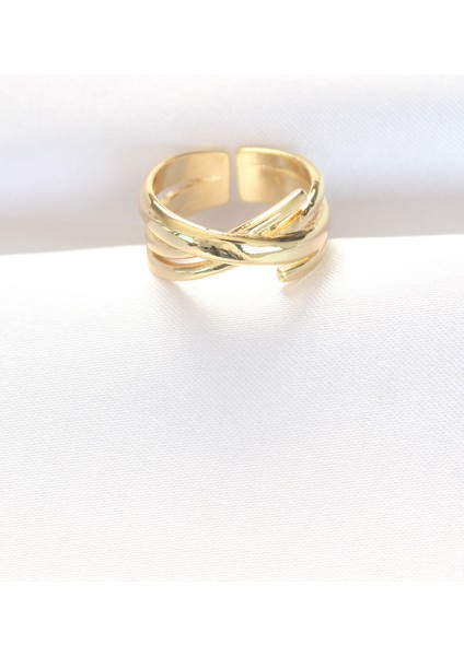 Kalın Gold Renk Ayarlanabilir Yüzük - Lisinya