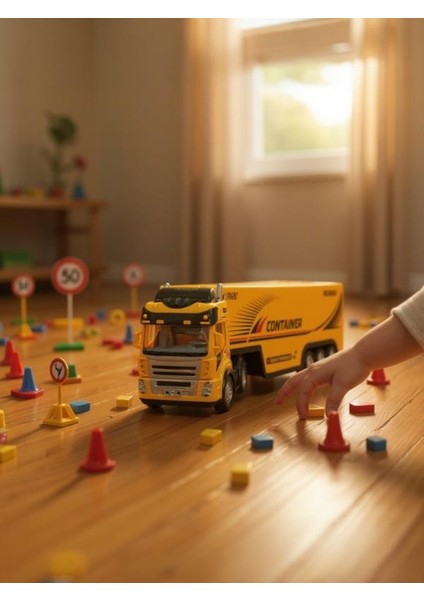 Uzaktan Kumandalı Sarı Tır ve Römork – 1:36 Ölçek (27 Mhz Direksiyon Kumandalı Rc Truck)