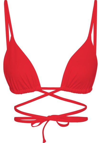Kırmızı Üçgen Ipli Bikini Üstü
