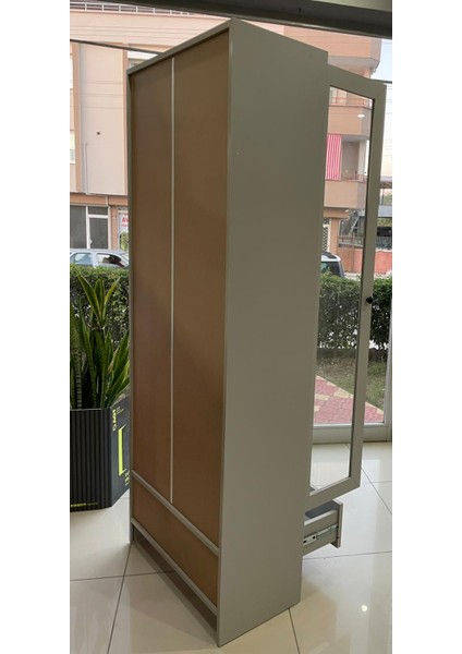 Cam Kapaklı Modern Mdf Kitaplık ve Vitrin Dolap – Çekmeceli, Çok Amaçlı Saklama Ünitesi (Sis Gri) fırsatları