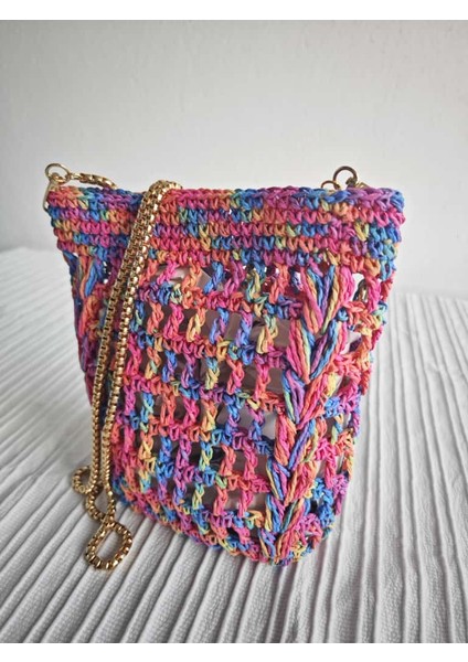 Color Flow El Yapımı Örgü File Çanta