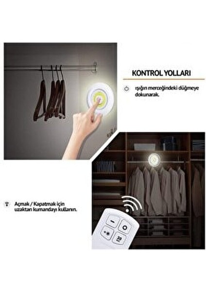 Uzaktan Kumandalı 3lü Kablosuz LED Spot Lamba 3 W Beyaz Işık Dim Özelliği ile