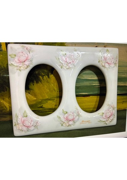 Limoges Rehausse Main El Boyama Porselen Resimlik - 18,5 cm 14,5 cm Ölçülerinde