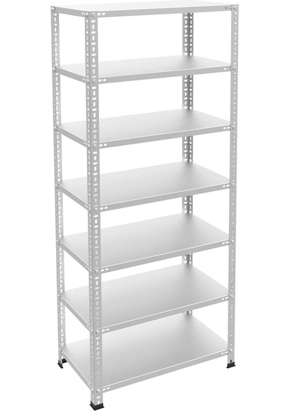7 Katlı Galvaniz Çelik Raf - Depo, Arşiv, Kiler, Dosya, Market Rafı 43X93 CM-250 Cm-1.50 mm