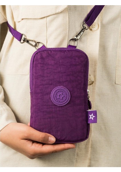 Unisex Su Geçirmez Krinkıl Mini Telefon Cüzdan ve Pasaport Boyun Askılı Çapraz Omuz Çanta.