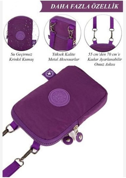 Unisex Su Geçirmez Krinkıl Mini Telefon Cüzdan ve Pasaport Boyun Askılı Çapraz Omuz Çanta. modelleri