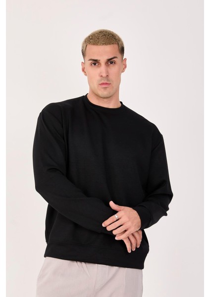 %100 Pamuk Erkek Sweatshirt Kalın Kumaş Uzun Kol