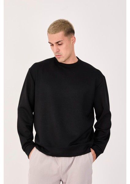 %100 Pamuk Erkek Sweatshirt Kalın Kumaş Uzun Kol