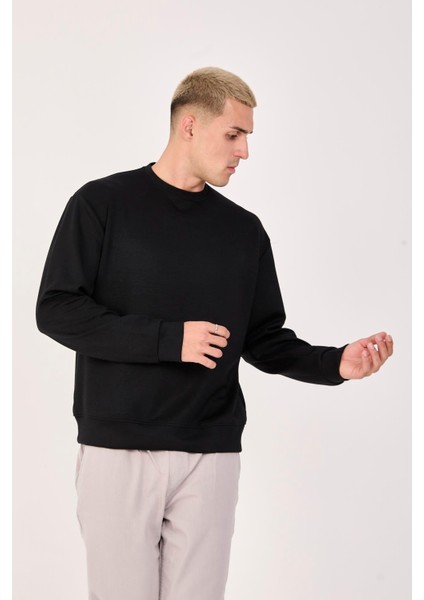 %100 Pamuk Erkek Sweatshirt Kalın Kumaş Uzun Kol