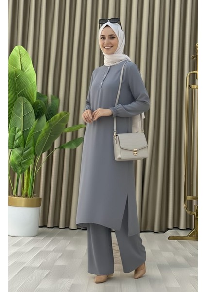 Tesettür Ikili Takım Uzun Tunik Bol Paça Pantolon