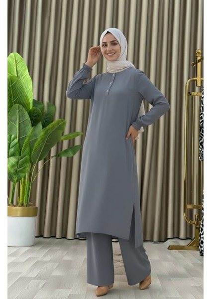 Tesettür Ikili Takım Uzun Tunik Bol Paça Pantolon fiyatları