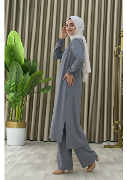 Tesettür Ikili Takım Uzun Tunik Bol Paça Pantolon fırsatları