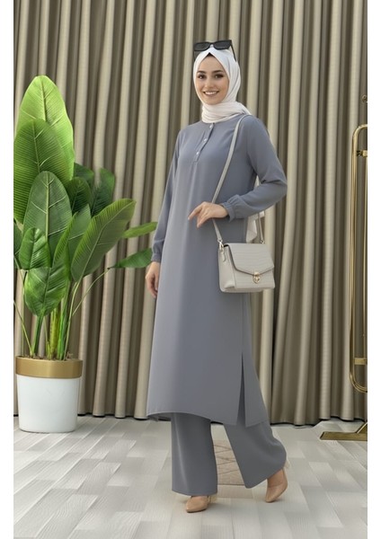 Tesettür Ikili Takım Uzun Tunik Bol Paça Pantolon indirimleri