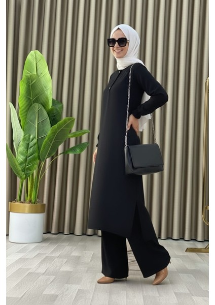 Tesettür Ikili Takım Uzun Tunik Bol Paça Pantolon modelleri