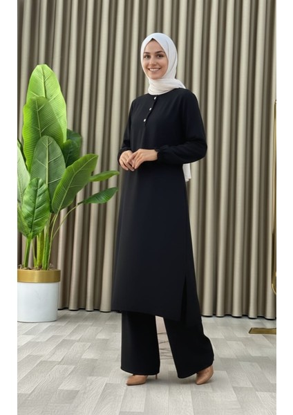 Tesettür Ikili Takım Uzun Tunik Bol Paça Pantolon fırsatları