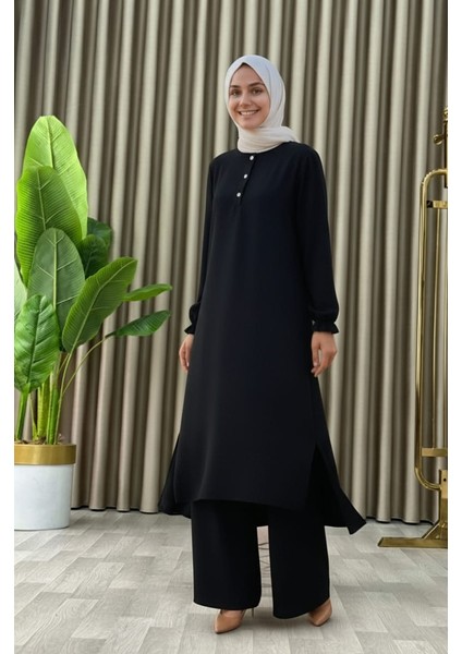 Tesettür Ikili Takım Uzun Tunik Bol Paça Pantolon