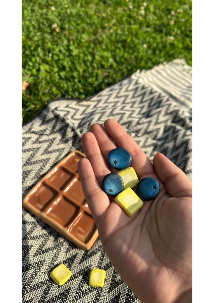 Seramik Xox Oyun Tahtası | Tic Tac Toe Seramik Dekor Tablası | Waffle Temalı