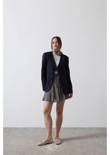 Kadın Önü Bağlamalı Ceket Lacivert