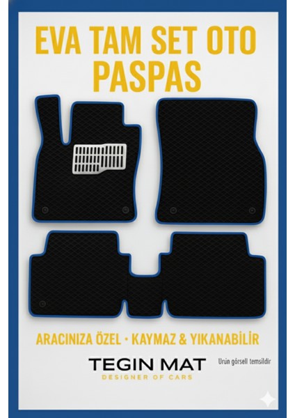 Fiat Uno 1987-2000 Aracınıza Özel Eva Paspas Siyah Mavi | Kaymaz ve Yıkanabilir Oto Paspas