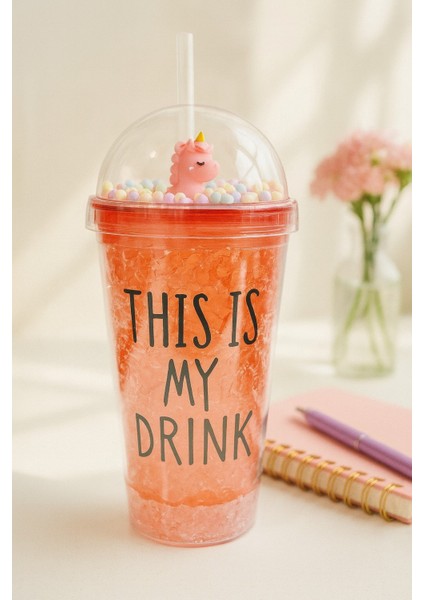 Sevimli Renkli Boncuklu Çılgın This Is My Drink Tasarım Pipetli Içecek Bardağı Suluk Kırmızı 2742 fiyatları