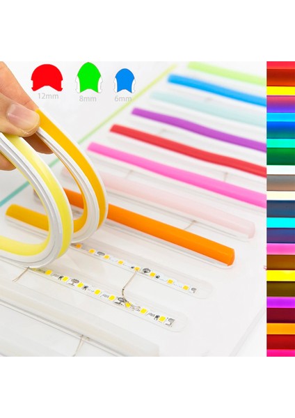 Kırmızı 6mm Ikinci Nesil Silikon Neon LED Kılıf Şerit 5 Metre Difüzör Tüp (Led Hariç)