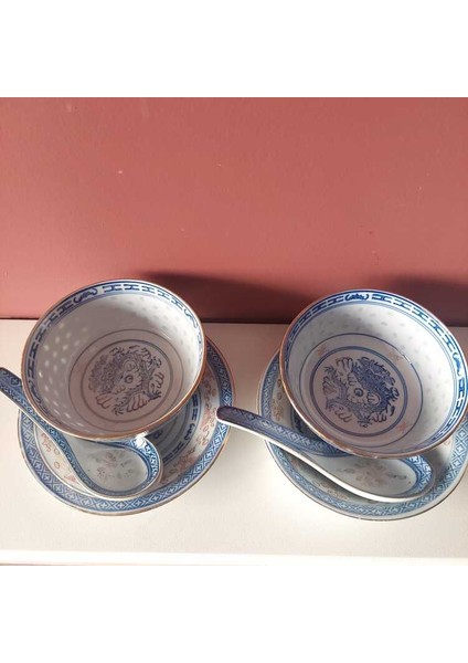 Chinese Porcelain 2li Tk 6 Parça Kase Çap 11CM Tabak Çap 15 cm Yük 7 cm fiyatları