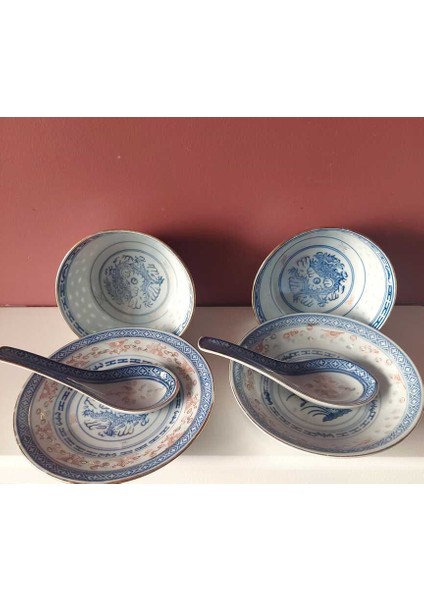 Chinese Porcelain 2li Tk 6 Parça Kase Çap 11CM Tabak Çap 15 cm Yük 7 cm modelleri