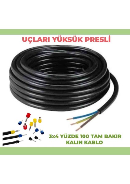 5-50 Metre Arası 3x4 Ttr Yüzde Yüz Tam Bakır Tse Li Kalin Kablo
