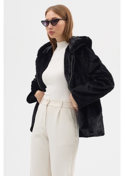Premium Mink Kapşonlu Ceket