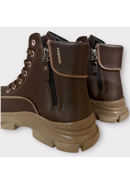 Kadın Deri Bot Fermuarlı Kahve Corva modelleri