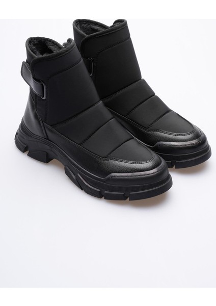 Kadın Deri Bot Paraşütlü Cırtlı Siyah Norea