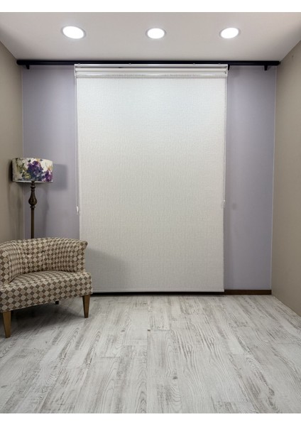 Olympos Serisi – Kırçıl Desenli Çift Mekanizmalı Beyaz Tül Beyaz Stor Perde