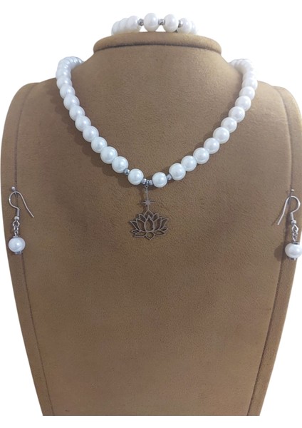Inci Kolye Bileklik Küpe Set, Paslanmaz Çelik Lotus Çiçeği Gümüş Rengi Fatura Adı fiyatları