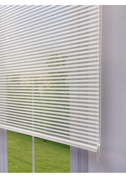 Luna Serisi Beyaz Tül Mavi Stor Perde Işık Kontrollü, Çift Mekanizmalı, Kolay Montaj modelleri