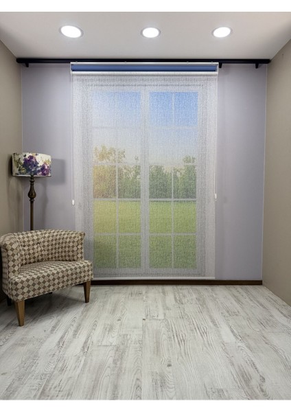 Olympos Serisi – Kırçıl Desenli Çift Mekanizmalı Beyaz Tül Mavi Stor Perde indirimleri