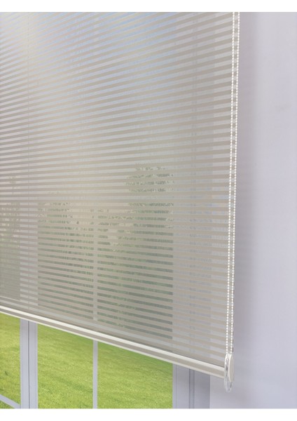 Luna Serisi Açık Gri Tül Beyaz Stor Perde Işık Kontrollü, Çift Mekanizmalı, Kolay Montaj modelleri